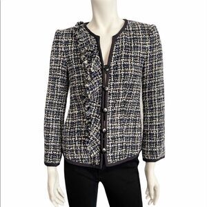 Armani Collezioni tweed ruffle blazer